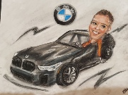 BMW car caricature boy riding funny artist Marta Sytniewski