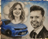  couples portrait blue car artist Marta Sytniewski